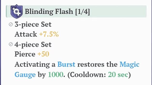 Blinding Flash Set Bonus. 