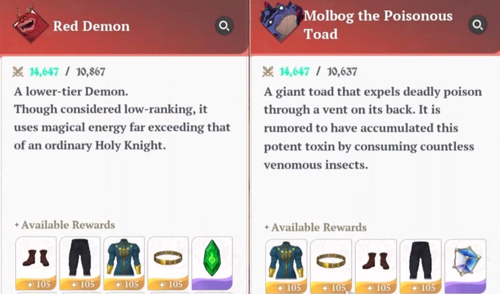 World Level 3 Bosses that drop SSR Gear.