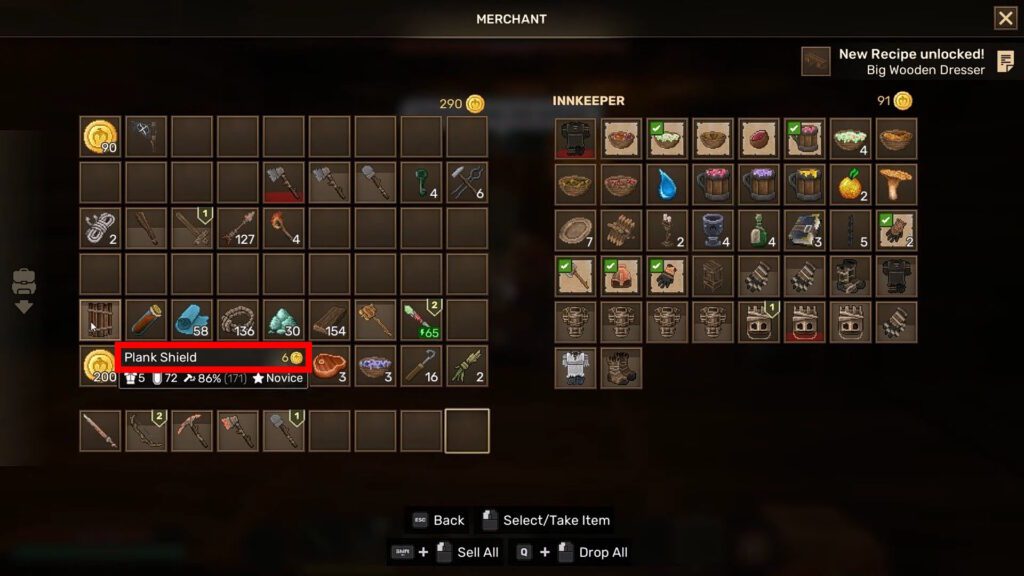 Example of an item price when selling | Everwind