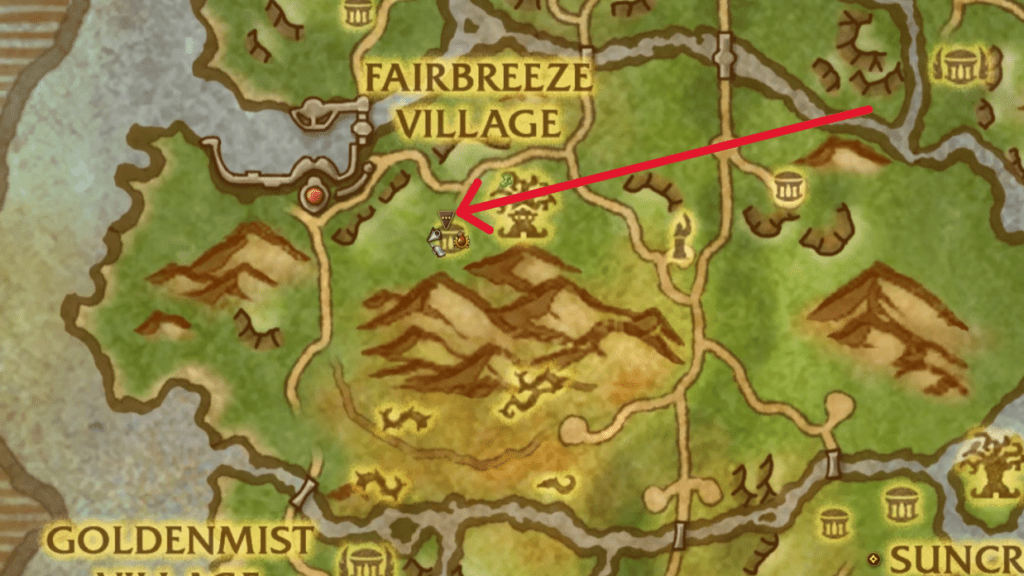 Location of Lord Saltheril marked on the map.