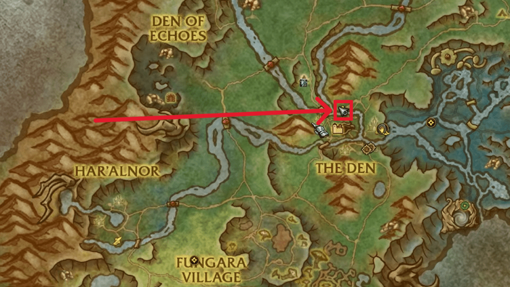 The location of Naynar marked on the map.