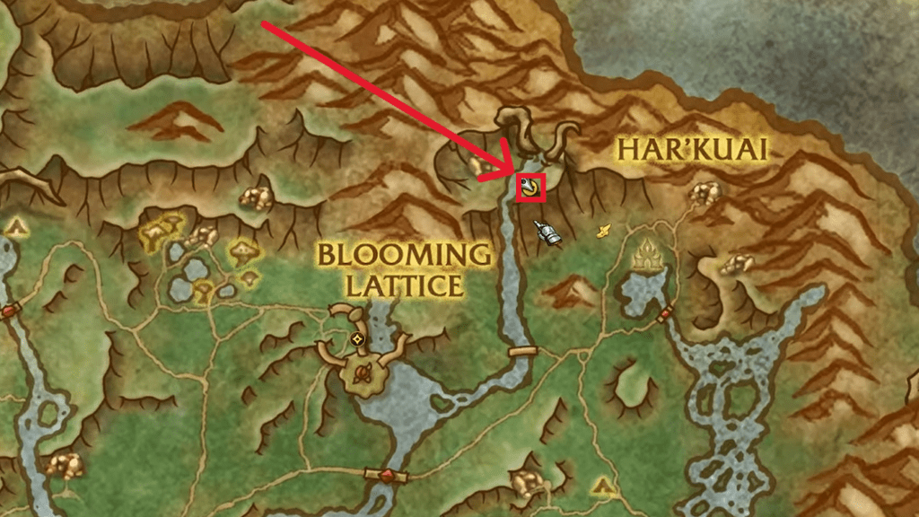 The location of Visionstone marked on the map.