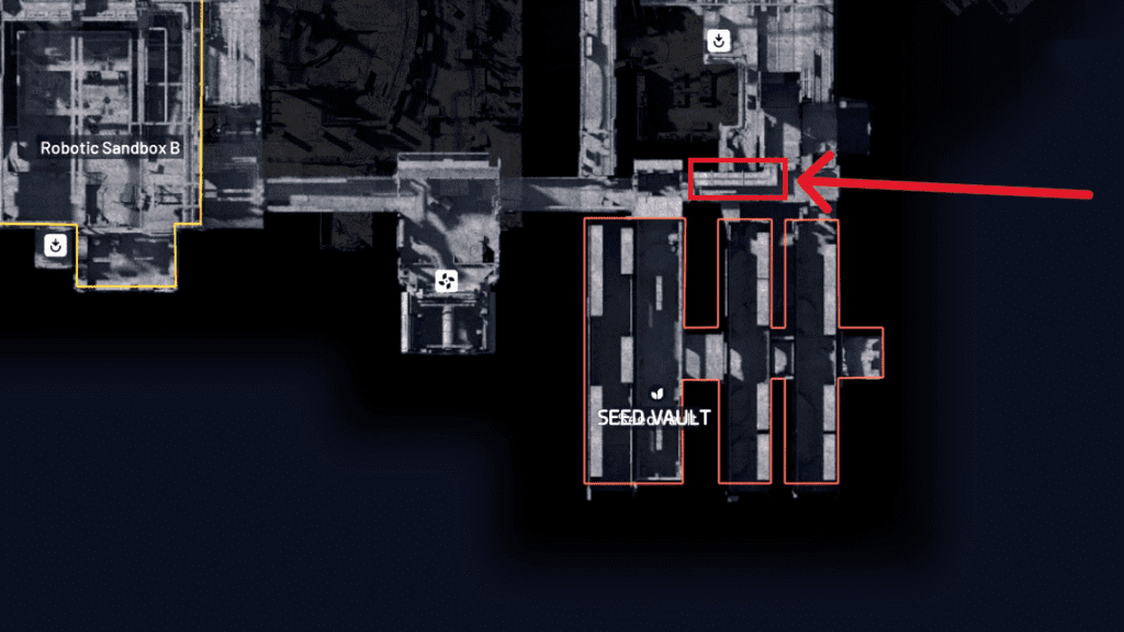 Location of the starting point of Last Entry marked on the map. 