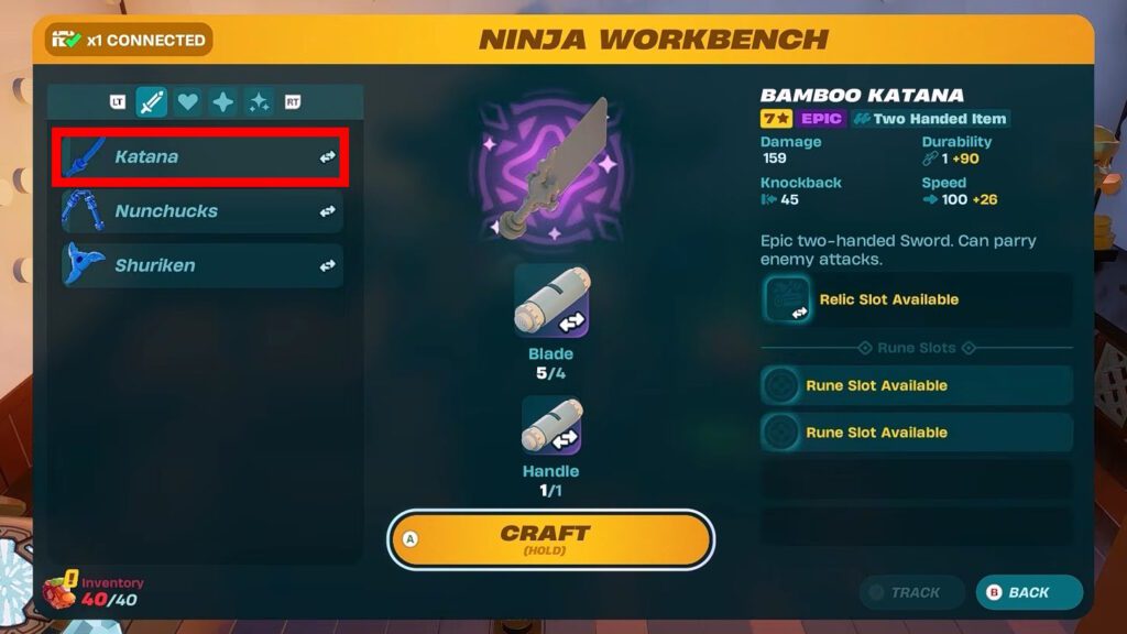 Crafting Katana at Ninja Workbench | LEGO Fortnite