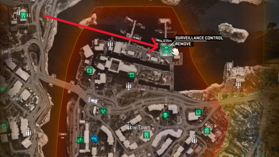 Location of the Surveillance Drone activity marked on the map.