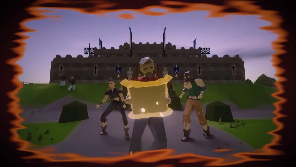 Promo shot of a character reading a Clue Scroll | Old School RuneScape
