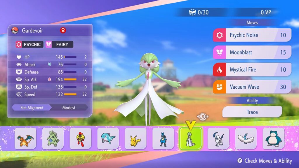 Gardevoir and others in the Recruit screen | Pokémon Champions
