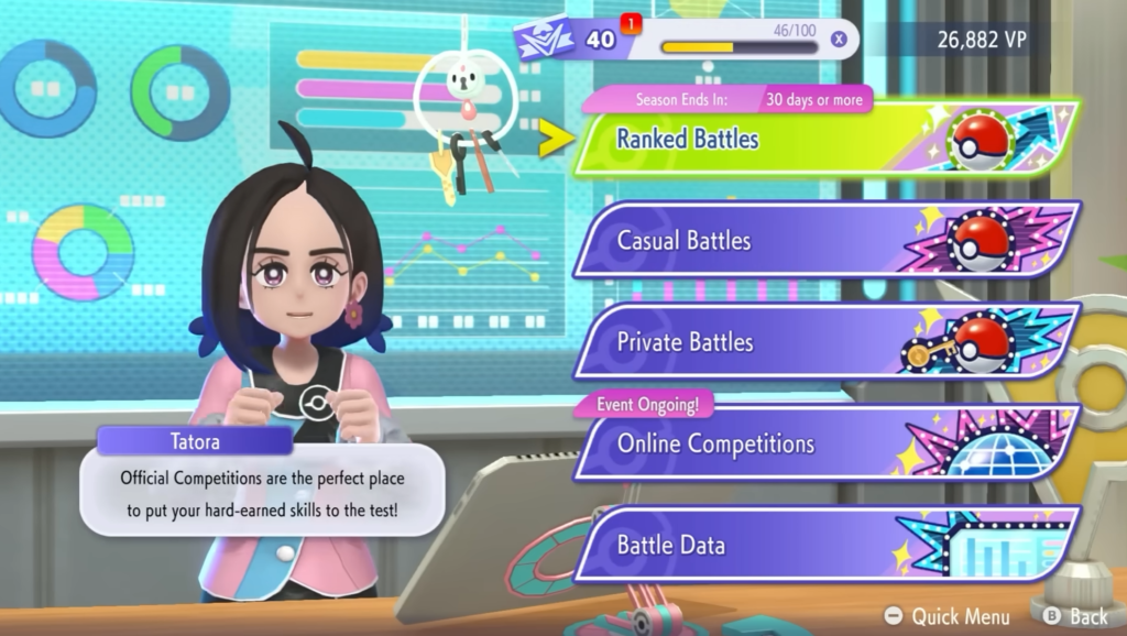 The Battles screen.
