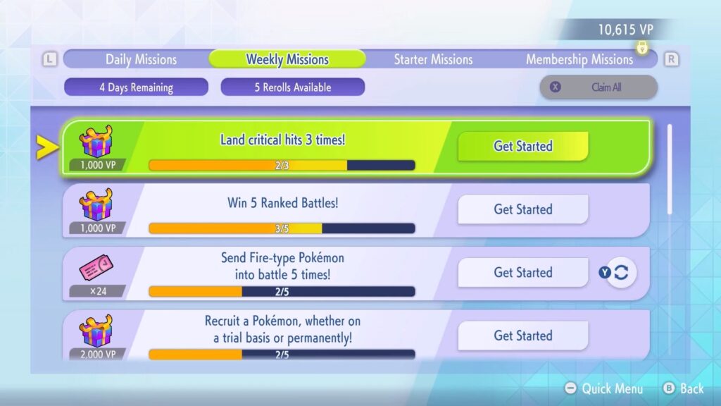 Weekly Missions | Pokémon Champions