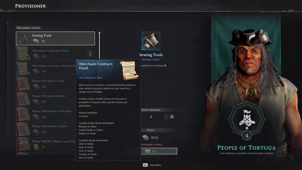 Merchant Contract: Food | Windrose