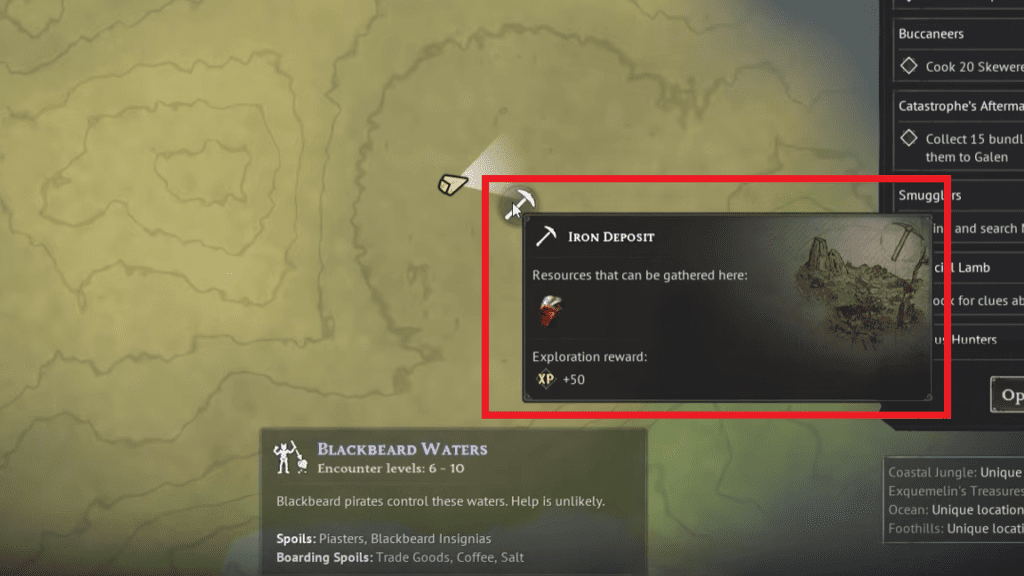 An example of the Iron Deposit icon shown on the map.