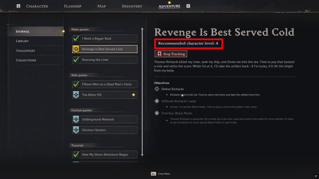 Revenge is best served cold, recommended character level: 4 | Windrose