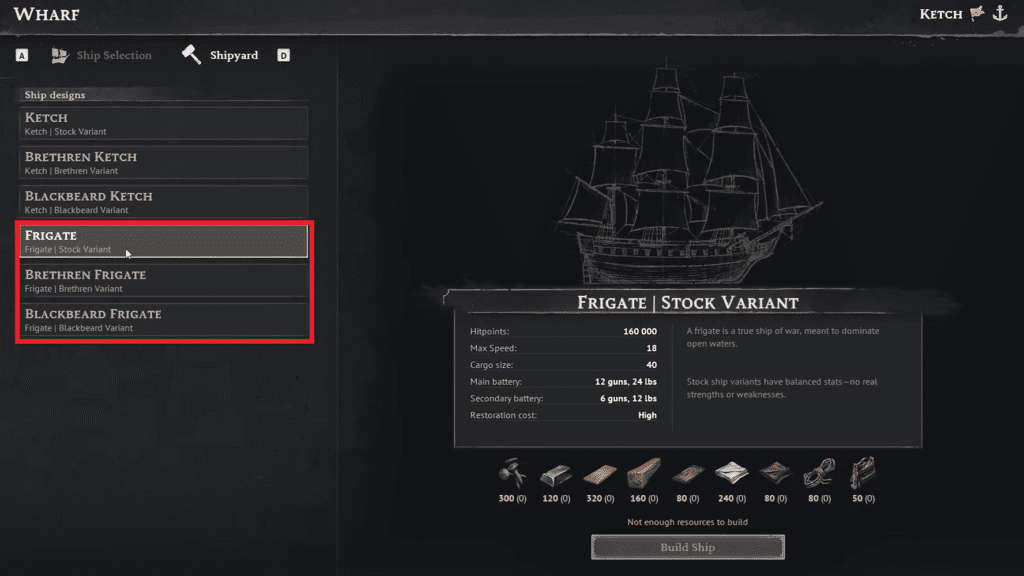 The Wharf Shipyard menu.