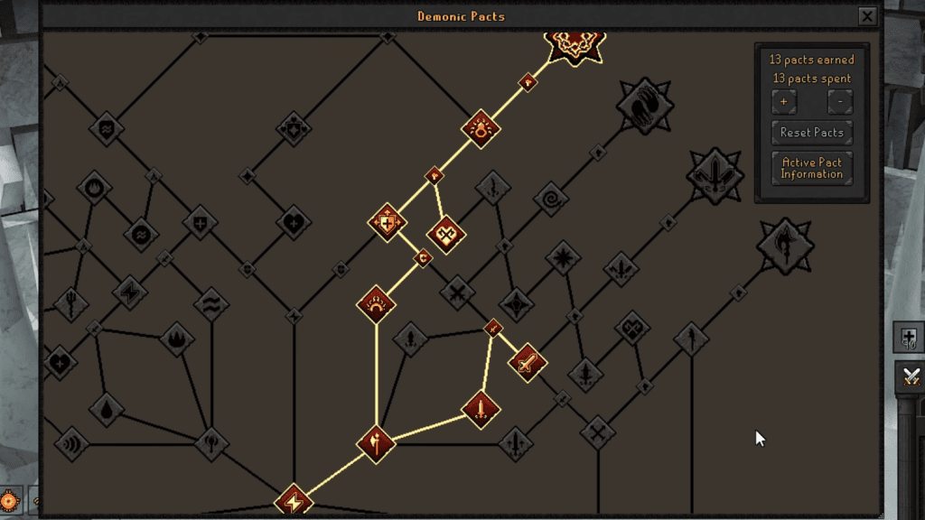 Demonic Pacts showing path to the Thorns effect. 
