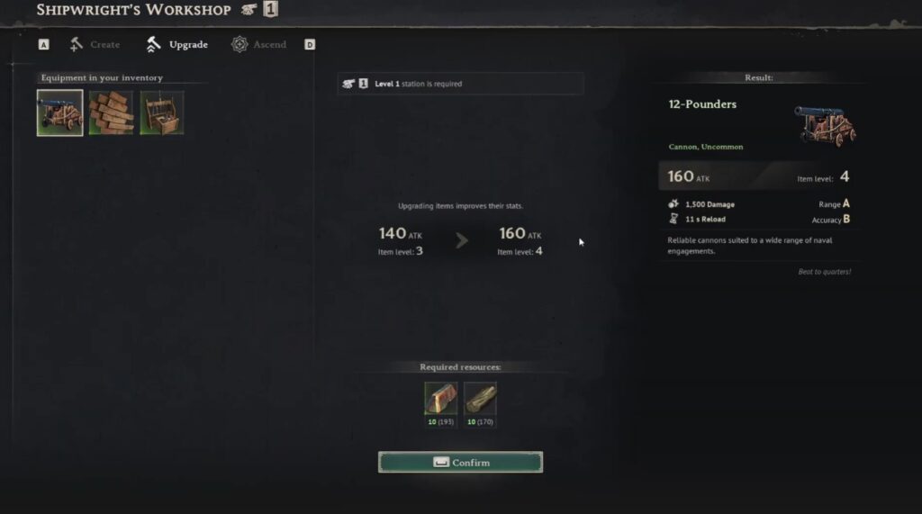Upgrade Cannons in Windrose