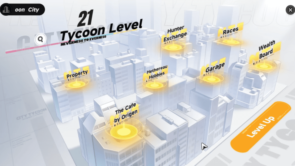 The City Tycoon interface.