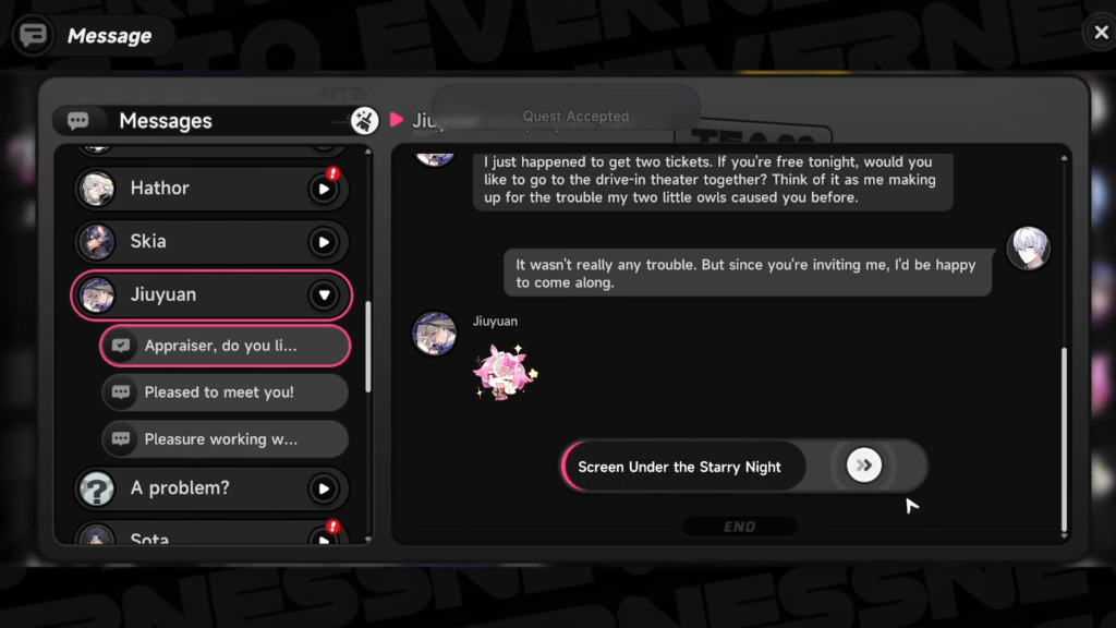 Example of a Character Bond Quest. 