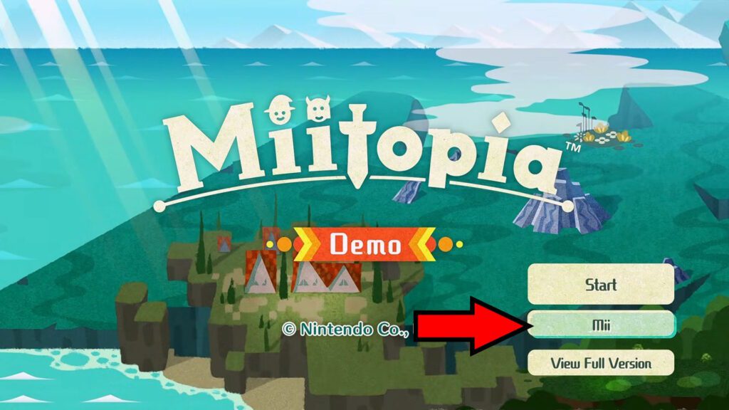 Mii option in the title screen | Miitopia Demo