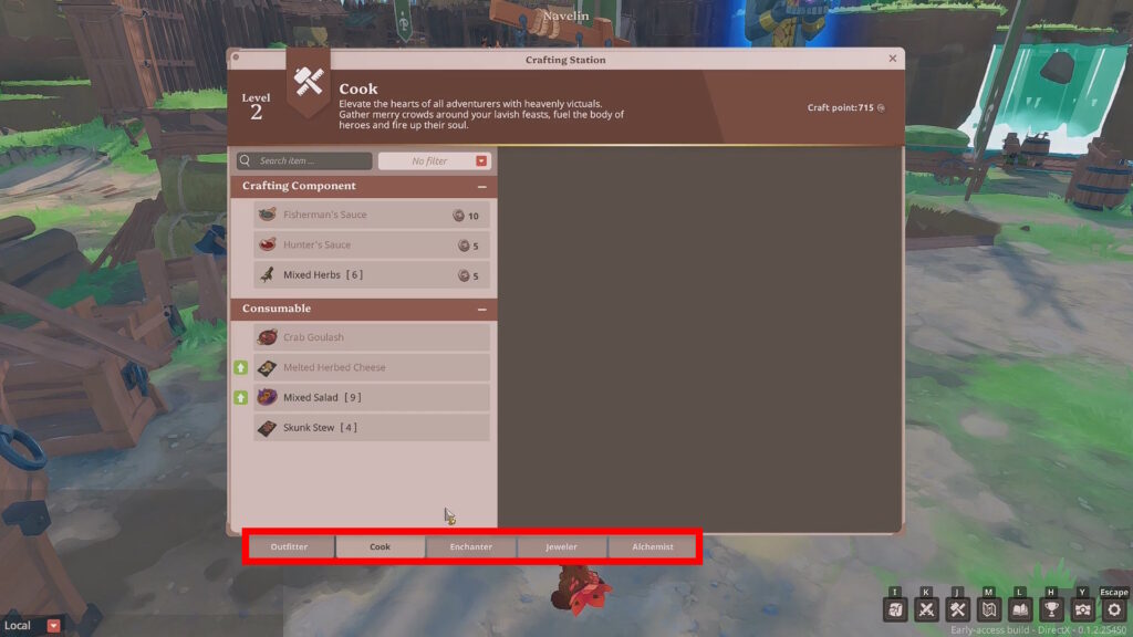 Profession tabs at the Crafting Station | Farever