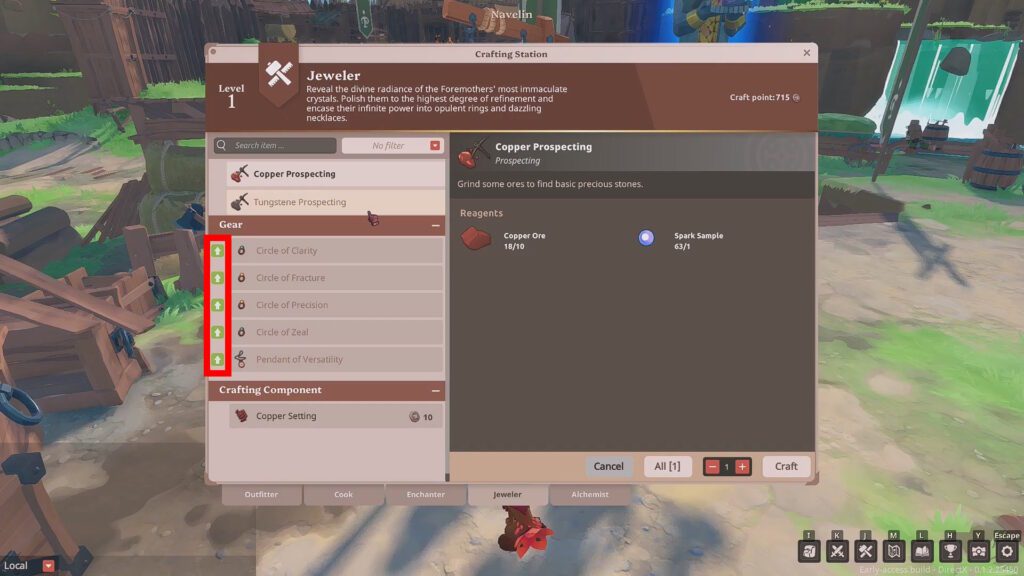 Green Experience arrow in the Crafting Station | Farever
