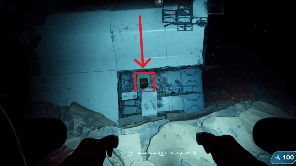 Entrance of the ship marked.