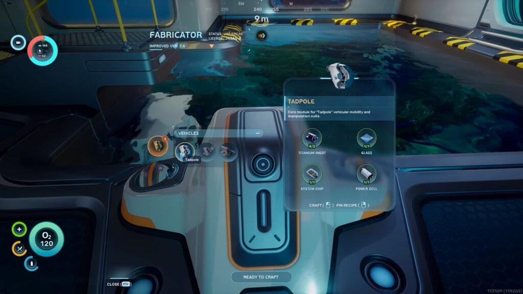 Make Tadpole at Vehicle Fabricator | Subnautica 2