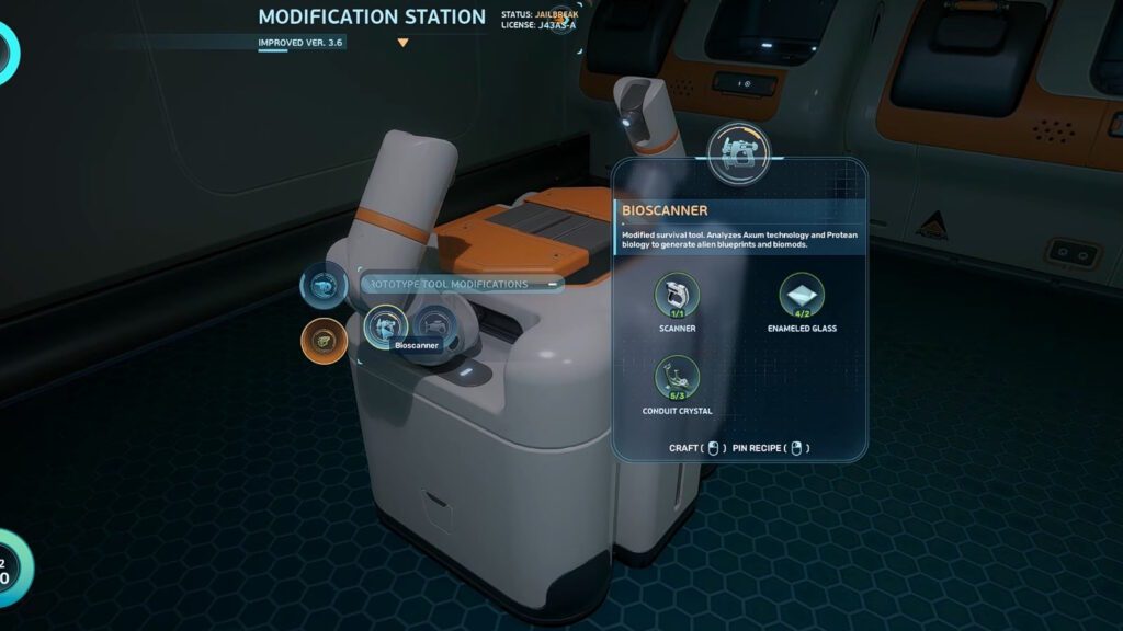Making the Bioscanner at the Modification Station in Subnautica 2