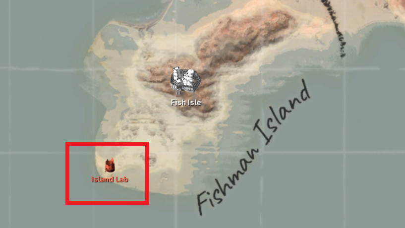 Location of the Island Lab in the Fisherman Island marked on the map.