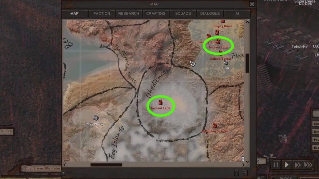 Ancient Labs on the map | Kenshi