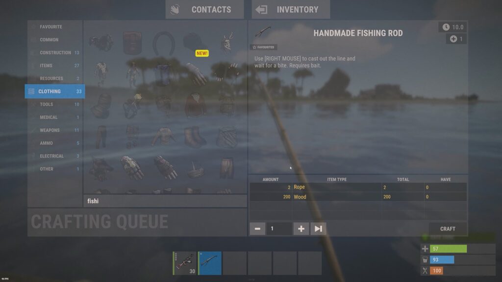 Handmade Fishing Rod crafting | Rust