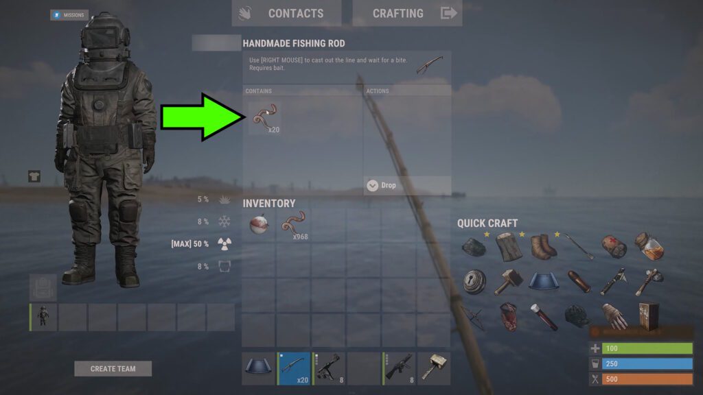 Worm set as bait on Fishing Rod | Rust
