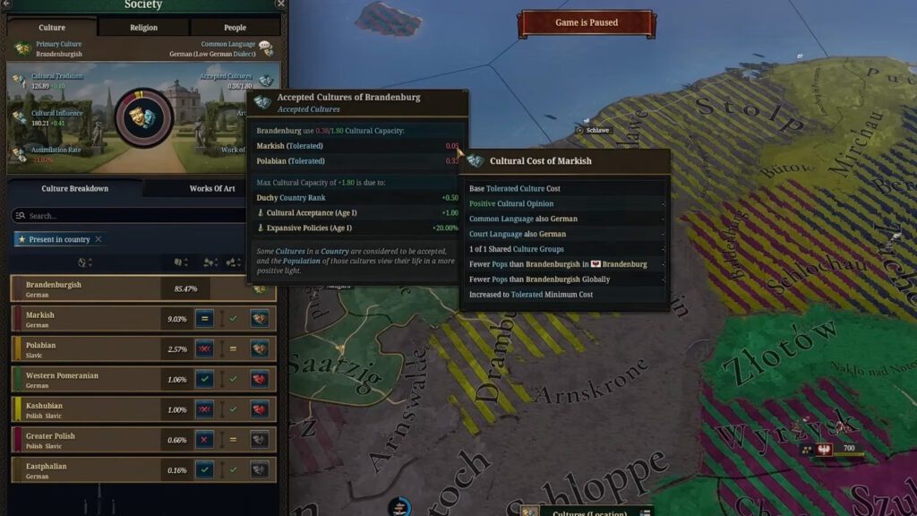 Cultural Capacity example | Europa Universalis 5