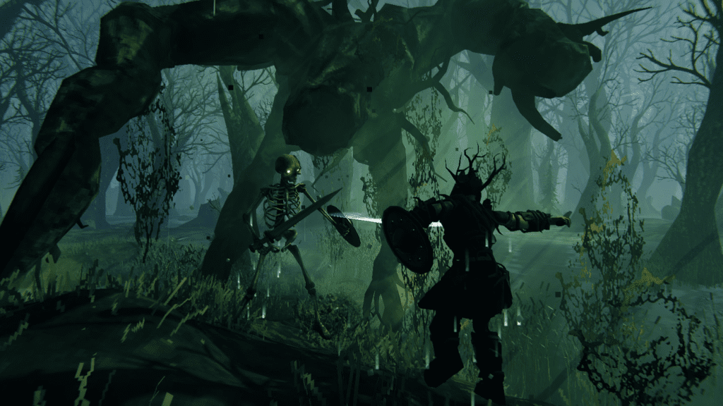 Player in combat.