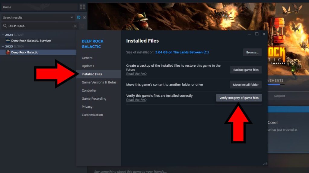 Example of how to Verify Integrity of Game Files on Steam