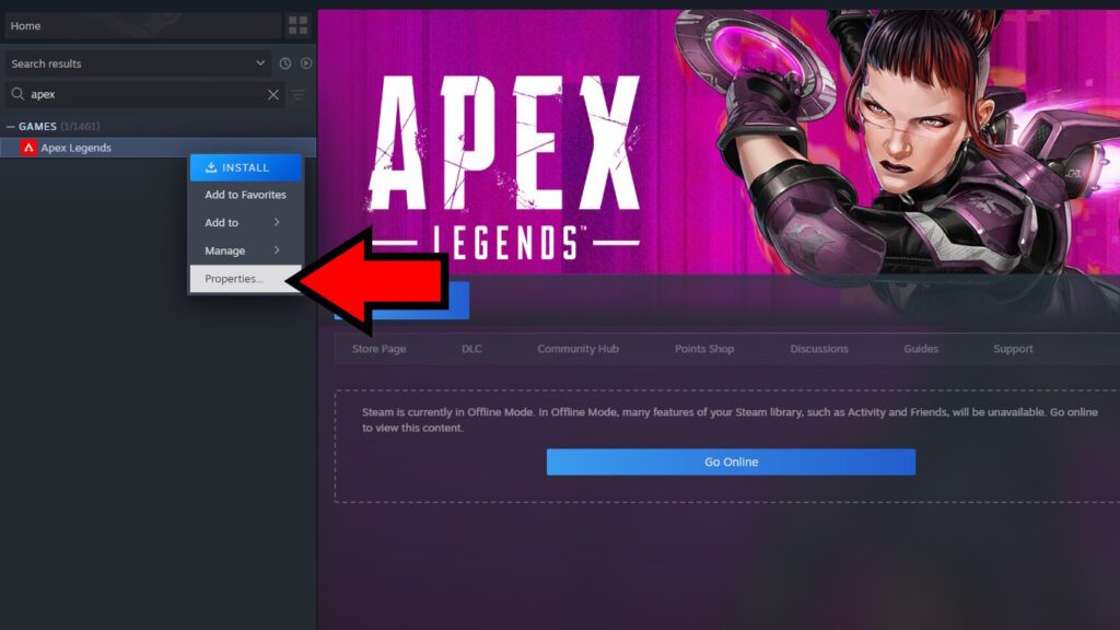 Apex Legends Properties in Steam