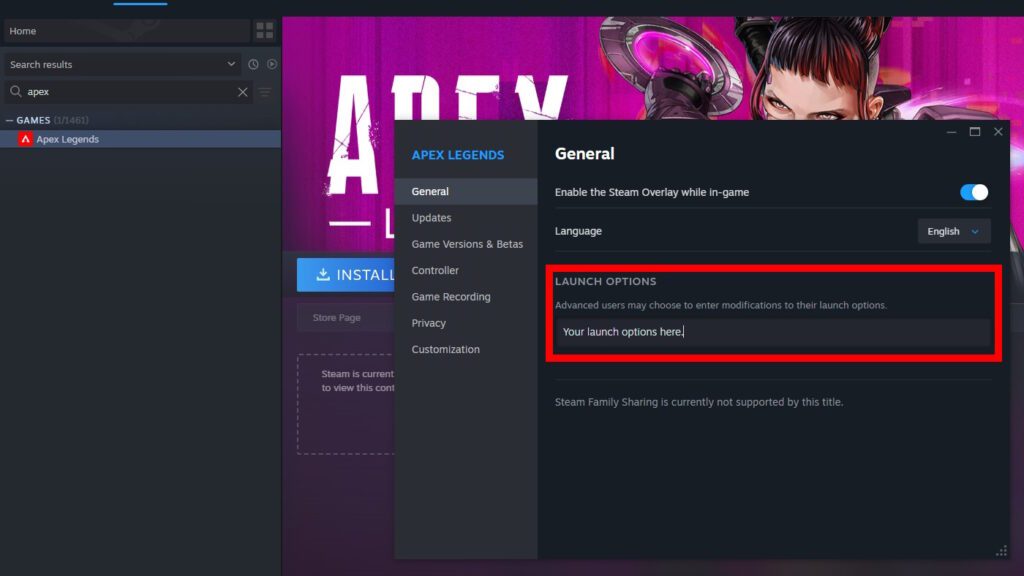 Apex Legends Properties in Steam