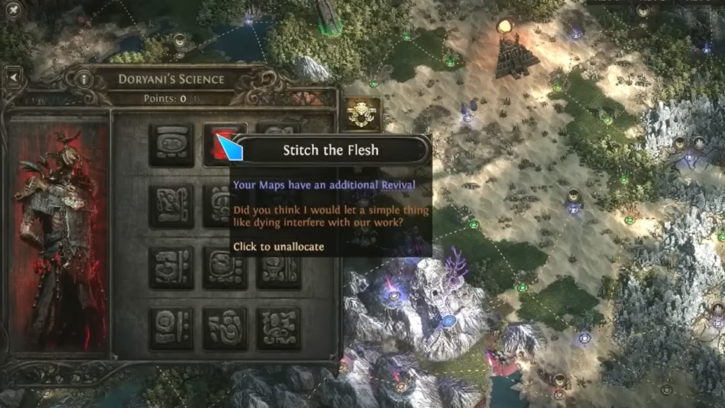 Doryani's Science shown which grants an additional map revival modifier.