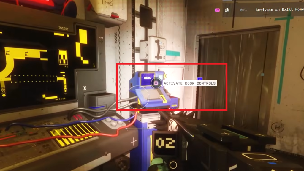 Activate the terminal at the upper floors to advance to the next room. 