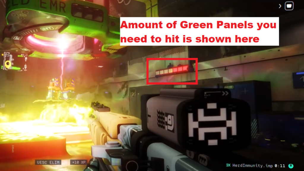 Shoot green panels alongside damaging the boss to finish this encounter. 