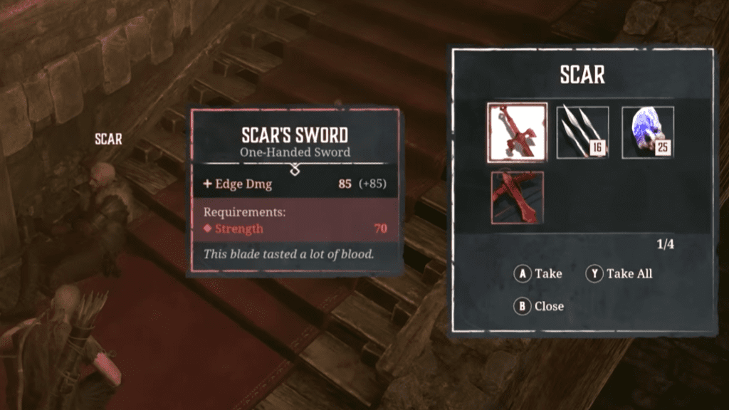 Loot dropped from killing Scar. 