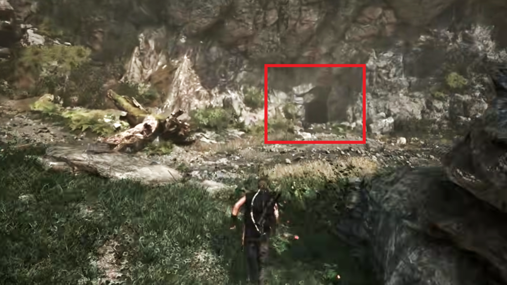 Entrance of the cave marked.