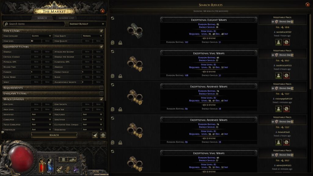 Base Item Gloves Path of Exile 2