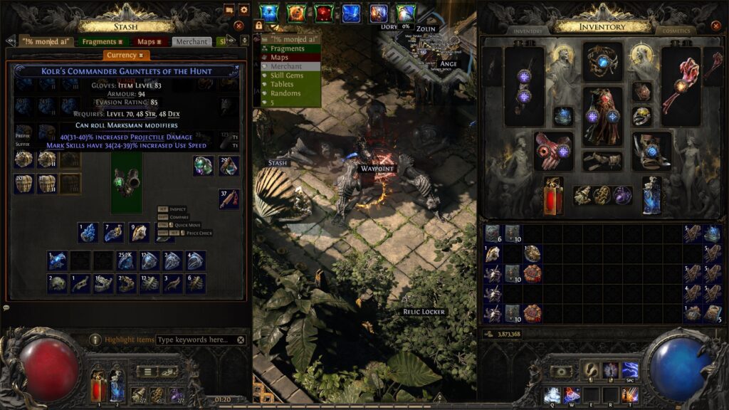 Magic Gloves with Marksman Modifiers Path of Exile 2