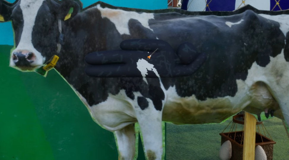 Example of blending in with a cow cutout. 