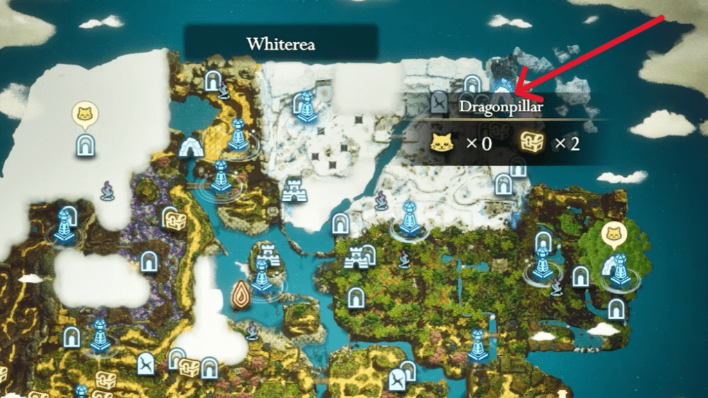The location of the "Dragonpillar " for the Age of Budding is marked on the map here.
