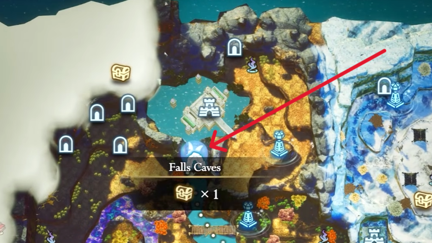 The location of the "Falls Caves" for the Age of Magic is marked on the map here. 