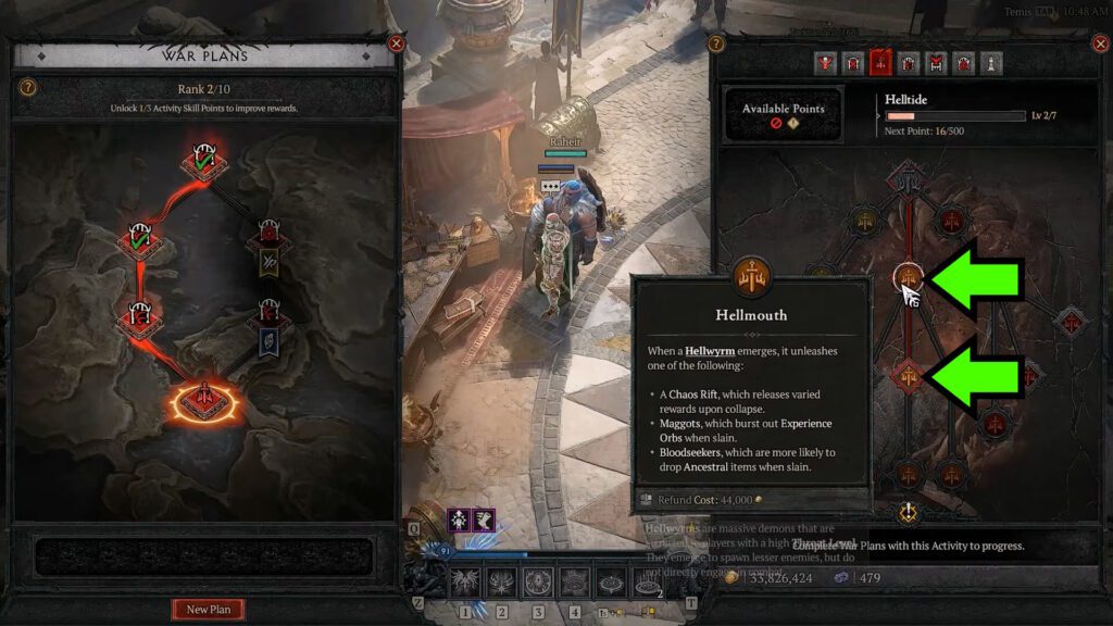 Hellmouth and Writhe and Rot perks for Helltides in Diablo 4