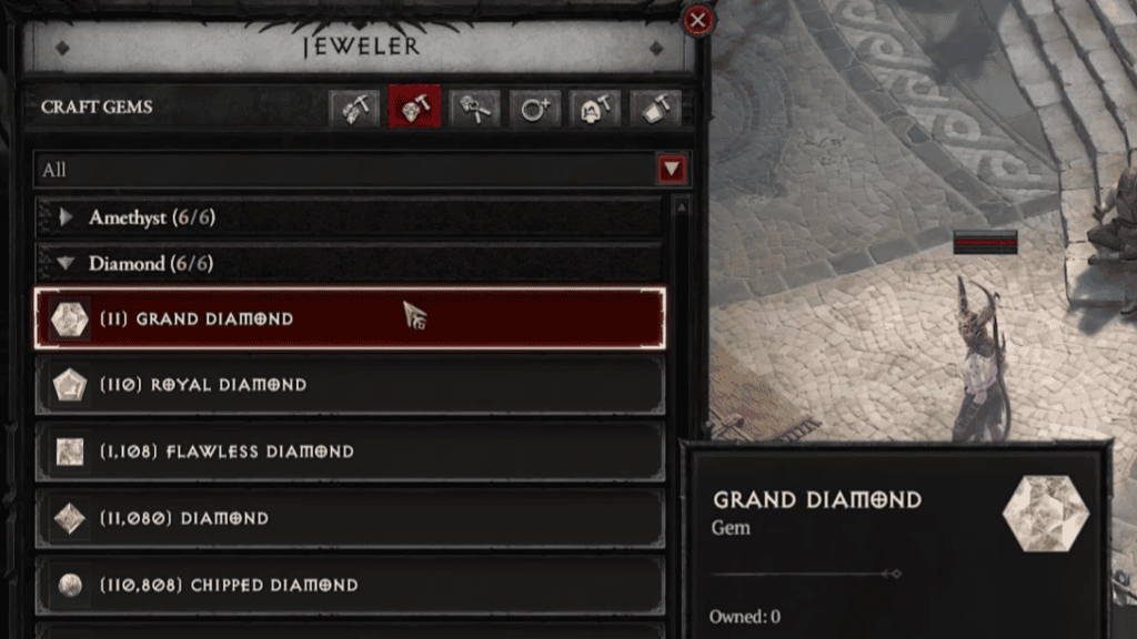 The Jeweler will let you convert lower tier gems into higher tier gems. 