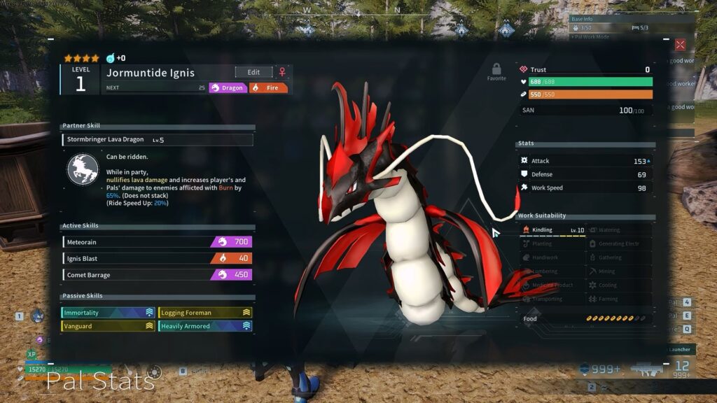 Jormuntide Ignis at Lv10 Kindling | Palworld 1.0 Best Base Pals for Every Job
