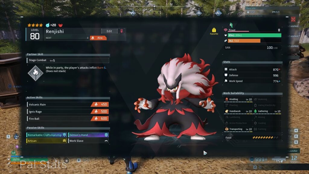 Renjishi with maxed Work Suitability stats | Palworld 1.0